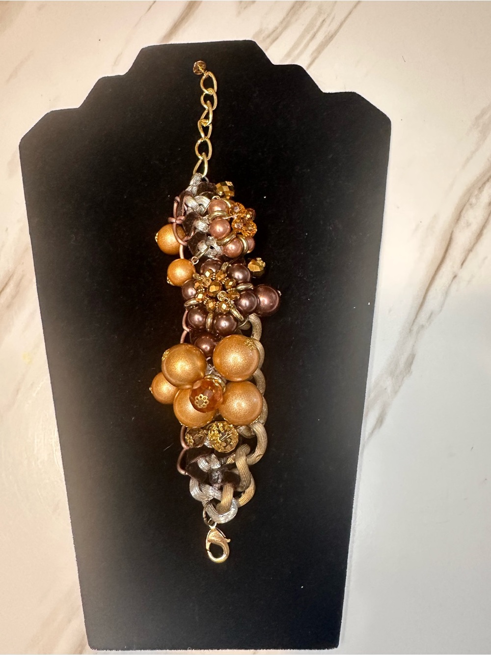 Gold and Bronze Cluster Statement Bracelet - Women Jewelry